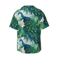 thumbnail image 6 of Lsque Peacock And Flowers print Men's Cuban Collar Short Sleeve Shirt Summer Beachwear Casual Button Down Fashionable Vacation Leisure Shirt-X-Large, 6 of 7