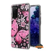 Xpression Phone Case For Samsung Galaxy A26 Hybrid Clear Frame with Trendy Pattern Design, Shockproof Hard Back & TPU Rubber Cover, Pink Butterfly