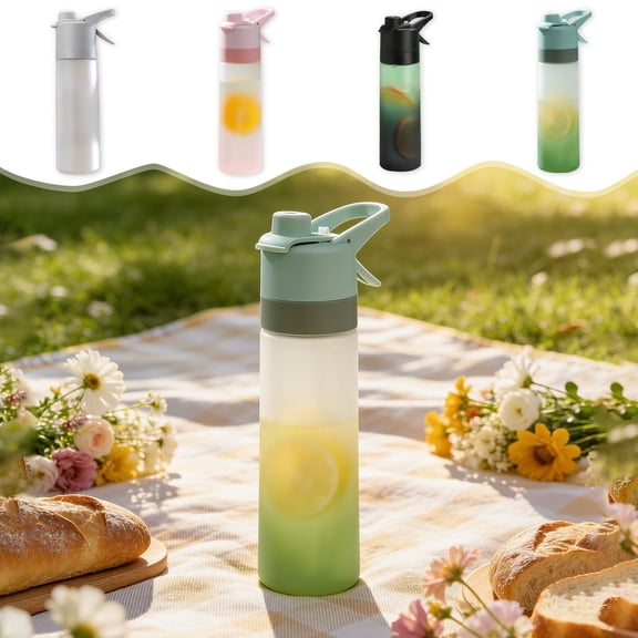 Large Capacity Outdoor Sports Mist Spray Water Bottle, Summer Portable Leakproof 360° Fine Mist, BPA-Free for Hiking Cycling Camping Daily Hydration, White