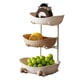 thumbnail image 1 of Wosthever Frutero grande de plástico de tres niveles y niveles con soporte de hierro para cocina, cuenco para frutas y verduras. Mostrada Color café de 3 cuadrículas, 1 of 6