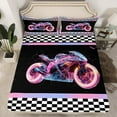 thumbnail image 2 of Erosebridal Cool Motorcycle Twin Sheet Sets, Honeycomb Bedding Twin Size, Checkered Flag Decor 3pcs, 2 of 7