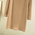 thumbnail image 6 of ZQUUVOU Women's Casual Dress Long1 Sleeve Solid Waist Round Neck Midi Dresses Khaki, 6 of 6