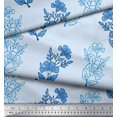 thumbnail image 3 of Soimoi Georgette Viscose Fabric Leaves & Floral Block Fabric Prints by Yard 42 Inch Wide, 3 of 3
