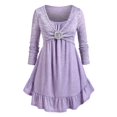 thumbnail image 1 of Camiseta Talla Extra Plisada Anillo Cruzado Rosegal  Mangas largas de talla grande, 1 of 5