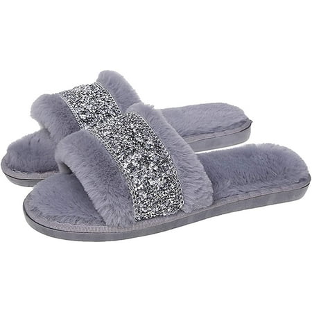 

CoCopeaunt Women s slippers Plush slippers Winter slippers Open-toed slippers Warm slippers Diamond slippers Home slippers