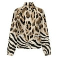 thumbnail image 5 of Jackets for Women Winter Coat Jackets Flannel Stand Collar Jacket(Leopard Zebra Mixed Print Fabric,Size:S-4XL), 5 of 7