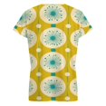 thumbnail image 6 of Yellow Teal Floral Circle Pattern Women's Blouse Short Sleeve Women's Top T-Shirt Spring Summer Clothes, 6 of 7