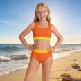 thumbnail image 4 of Tisuna Girls' Color Block Two Piece Swimwear For Young Kids Girls Stylish Split Bathing Suit Beach Pool Child Bathing Suit Orange Size 16-17 Years, 4 of 4