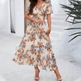 thumbnail image 4 of Njagoc3 Womens Short Sleeve Floral Maxi Dress, Flowy Bohemian Style, Summer Beach & Vacation Dress, 4 of 6