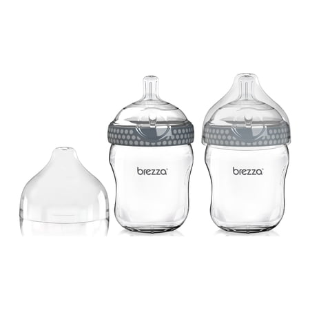 Baby Brezza Natural Glass Baby Bottle - Easiest to Clean - 8oz, 2 Pack