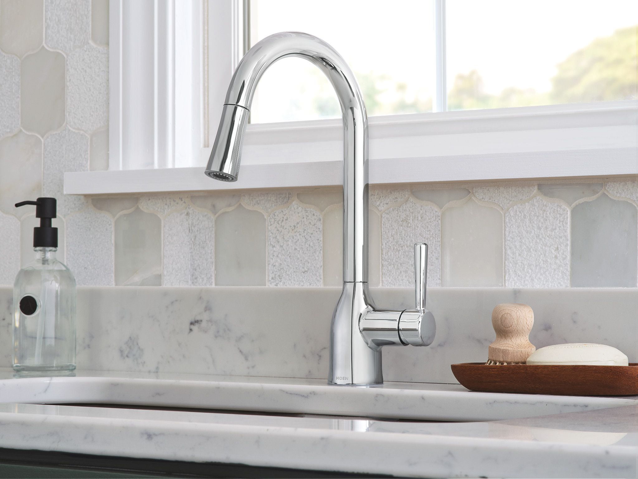 Moen Adler Chrome Single Hole One-Handle Pull Down Kitchen Faucet, 87233