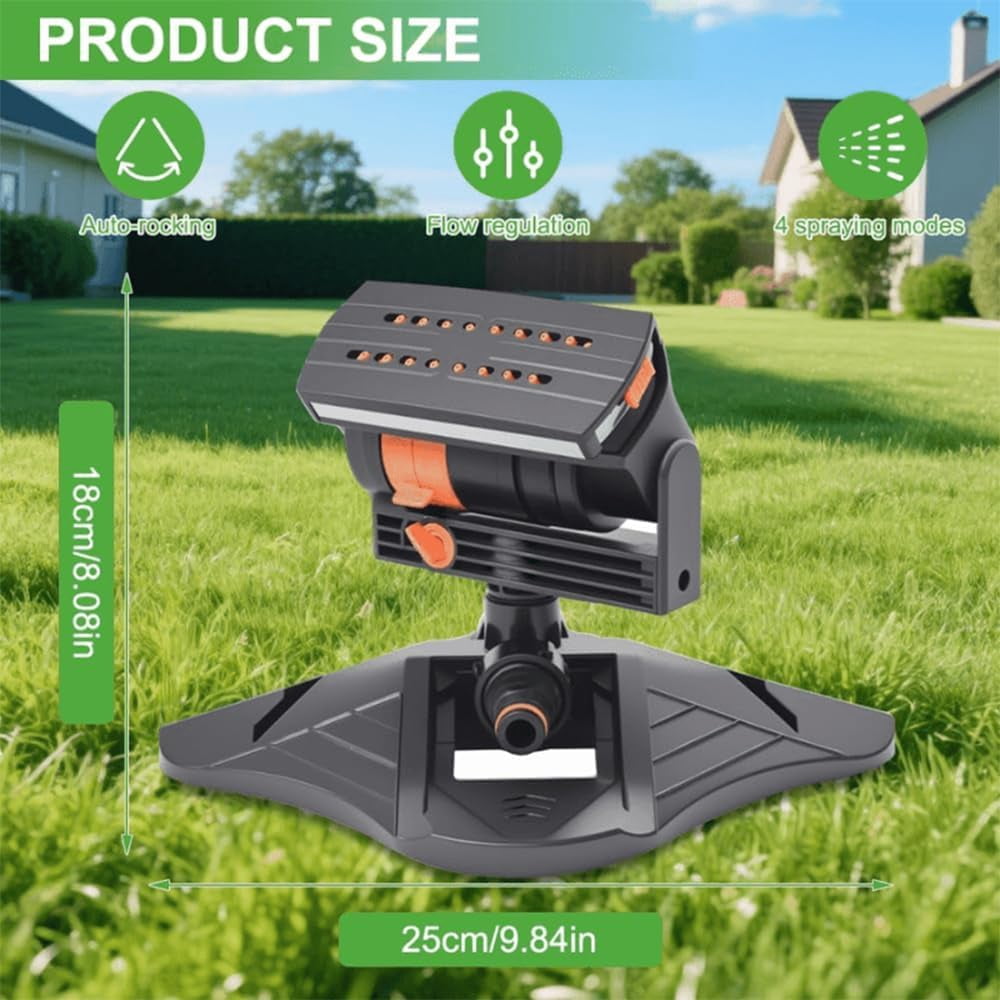 16-Nozzle Oscillating Sprinkler with Dual-Zone Sprinkler Water Timer, Heavy Duty Automatic Lawn Garden Irrigation System, Adjustable Spray Range & Width for Large Area Grass (No Timer)