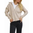 thumbnail image 2 of Women'S Knitted Drop Shoulder Zipper Cardigan Autumn and Winter Coat Apricot M, 2 of 10
