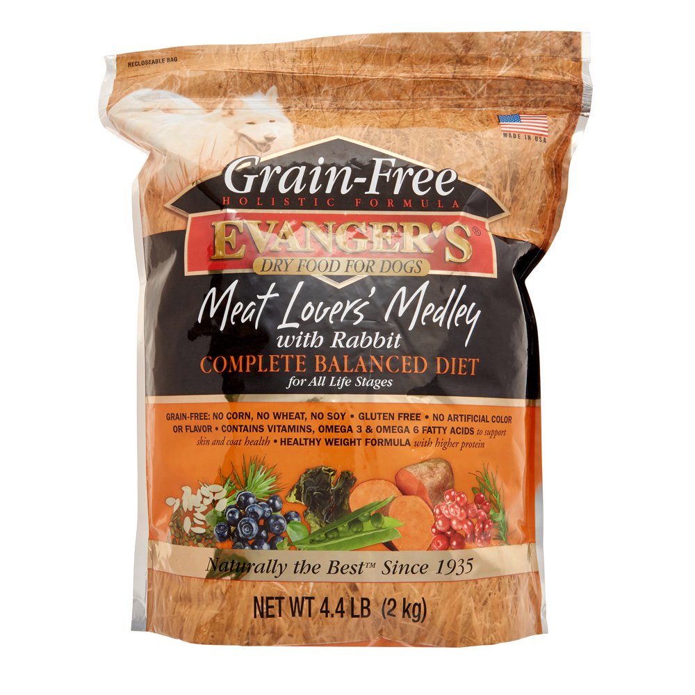 Evanger's Meat Lover's Medley GrainFree Rabbit Dry Dog Food, 4.4 Lb