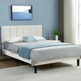 thumbnail image 5 of VECELO Full Size Upholstered Platform Bed Frame with Adjustable Headboard, Wooden Slats Support, No Box Spring Needed/Easy Assembly, White, 5 of 8