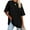 Black, variant on Summer Solid Color Women Loose T-shirt Crew Neck Casual Oversize Drop Shoulder Shirt Tops