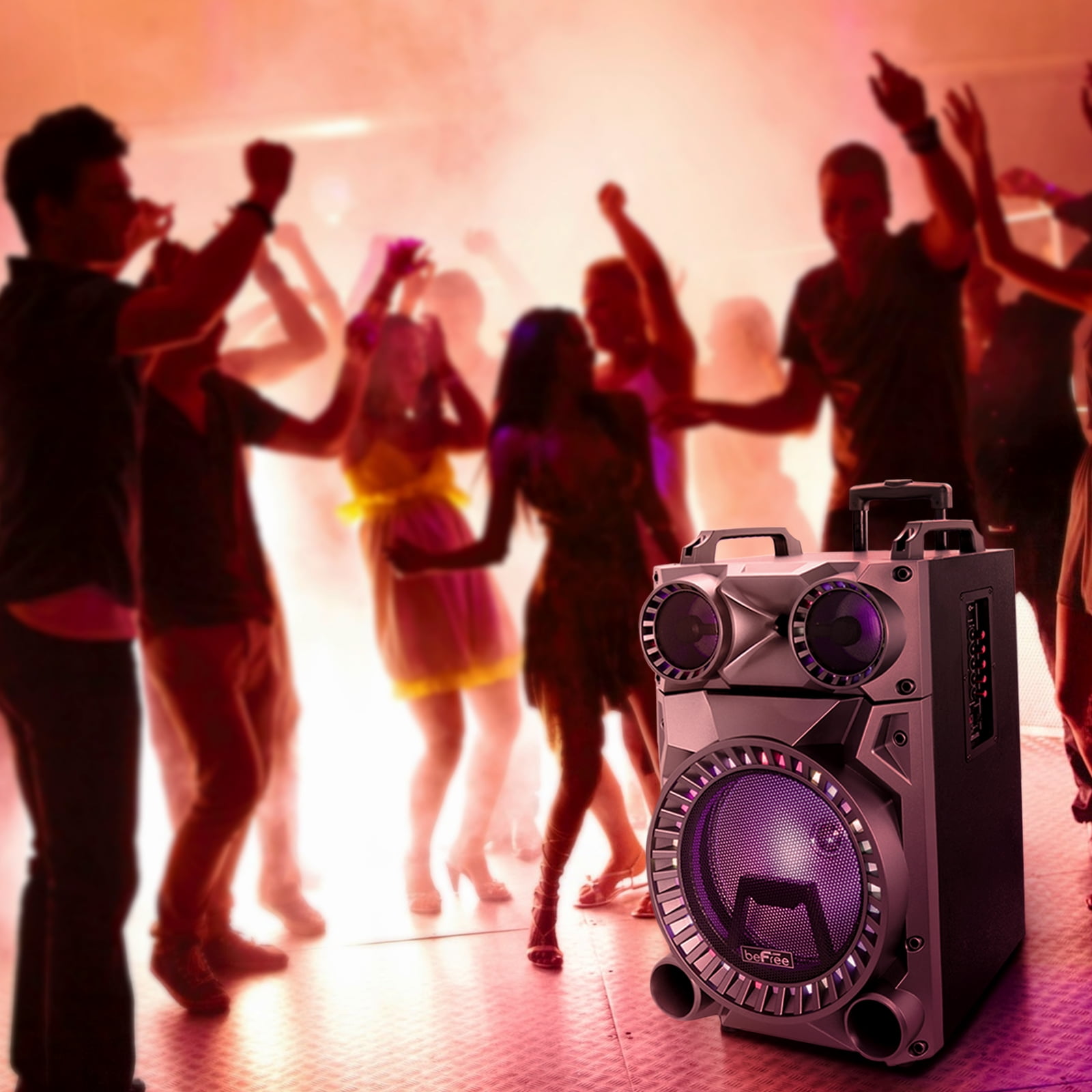 beFree Sound Rechargeable 12 Inch Bluetooth Portable Party Speaker with PA System, FM Radio and USB/TF Inputs