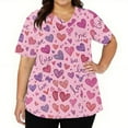 thumbnail image 3 of Valentines Scrubs Top for Women Hoilday Short Sleeve Cute Valentine Love Printed Scrub Shirts Casual V Neck Scrubs Nursing Uniform Medical Nurse Workwear with Pockets Purple 2XL, 3 of 5