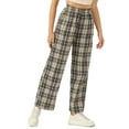 thumbnail image 2 of Lovito Casual Plaid Elastic Waist Wide Leg Pants, 2 of 5