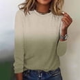 thumbnail image 5 of Staron Women Vintage Printed Sweaters Round Neck Long Sleeve Casual Soft Lightweight Fall Pullover Tops Army Green L, 5 of 7