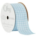 thumbnail image 2 of (3 pack) Offray Ribbon, Powder Blue 1 1/2 inch Gingham Check Woven Ribbon, 9 feet, 2 of 10