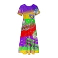 thumbnail image 4 of Summer Beach Dress for Women 2024 Plus Size Fashion Mardi Gras Printed Carnival Short Sleeve Crewneck Dress Casual Flowy Tiered Maxi Beach Dress With Pockets 50% off Clearance!, 4 of 6