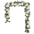 thumbnail image 3 of Juego de 2 guirnaldas de rosas de té artificiales con hojas de hiedra, flores artificiales de rosas colgantes para el hogar y el jardín (rosa claro), 3 of 5