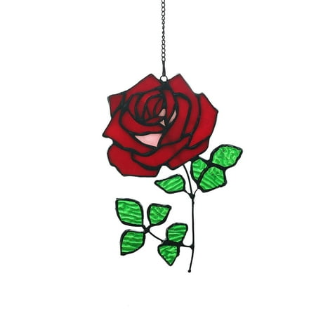 

Stained Glass Hanger Rings Style Grape Design Bed Room Dinning Room Stained Glass Chandelier LED Pendant Lamp Rose Acrylic Plane Flower Window Decoration Wall Hanging Decorations