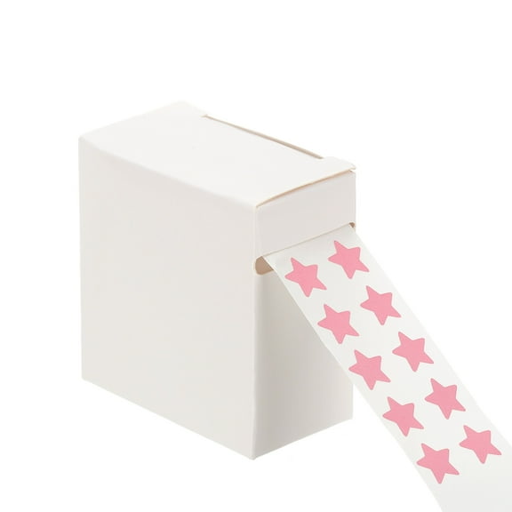 Uxcell 3/8" Star Stickers Roll, 1000 Pcs Self-Adhesive Reward Stickers for Classroom Teacher Supplies and DIY Craft, Pink