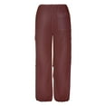 thumbnail image 4 of Hpapadks Womens Pants Plus Size Wide Leg Low Waist Solid Cargo Pant Womens Slacks Red M, 4 of 7