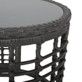 thumbnail image 4 of Noble House Huxley Indoor Modern Boho Wicker Chat Set with Side Table, Gray, Dark Gray, Black, 4 of 10