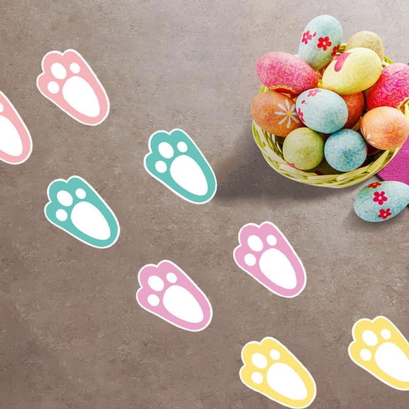 40pcs Easter Bunny Footprint Wall Stickers, Removable Adhesive Floor Decor Stickers for Room, Living Room, Bedroom, Non-Toxic Self-Adhesive Decals, Festive Easter Party Decor, Colorful