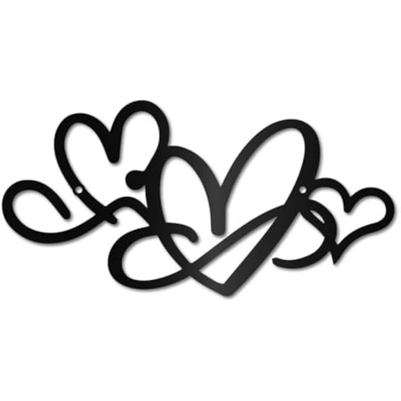 1 pc Infinity Heart Metal Wall Art Love Sign Wall Decor Valentine's Day Black Heart Shaped Plaque Hanging Wall Sculptures for Bedroom Living Room Wedding Decoration Minimalist Indoor Outdoor