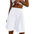 thumbnail image 2 of Women's Casual Pants Women Fashion Casual Multicolor Suit Shorts Zipper Pocket Solid Color Cropped Shorts,White Women's Casual Pants XL, 2 of 4