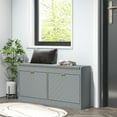 thumbnail image 2 of HOMCOM Shoe Bench with 2 Flip Drawers, Cushion, 8 Pairs for Entryway Grey, 2 of 10