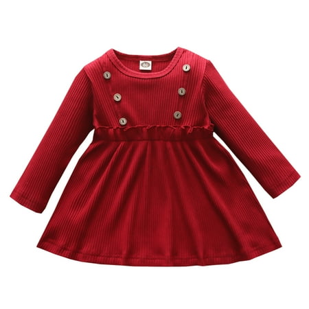 

Qufokar Vestidos Para Bebes De 0-3 Meses Corduroy Jumper Set Toddler Kids Girls Fashionable Ribbed Long Sleeves Princess Dress
