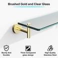 thumbnail image 4 of Woindo Bathroom Glass Shelf, Floating Tempered Glass Bathroom Wall Shelf Rectangle 20 Inch Shelves Gold Bracket Mount Modern, 4 of 11