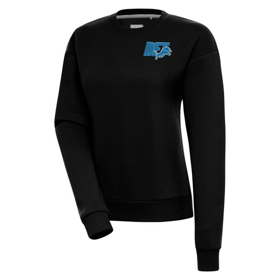Women's Antigua  Black Detroit Lions Victory Pullover Sweatshirt