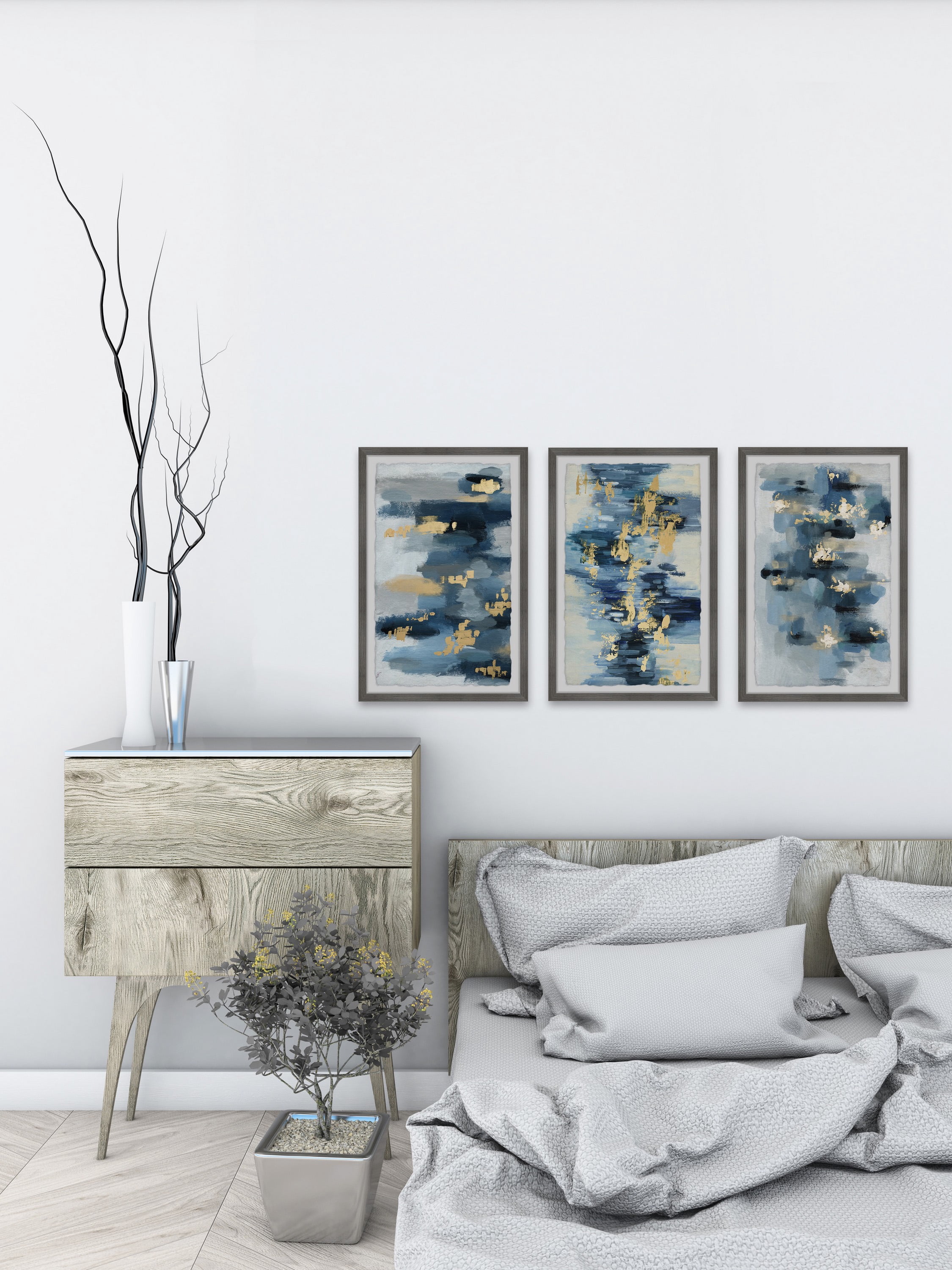 Marmont Hill Blue Florals Triptych