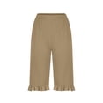 thumbnail image 6 of hotojiny Bermuda Shorts for Women Cotton Linen Knee Length Summer Casual Long Shorts Loose High Waisted Ruffle Hem Shorts with Pockets, 6 of 6