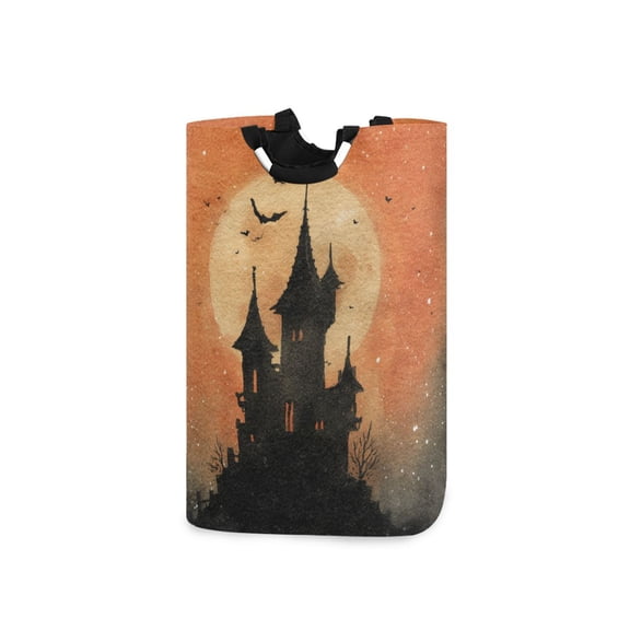 Laundry Basket Laundry Hampers 12.6*11* 22.7 Inch Storage Basket Laundry Hampers is Lightweight and Foldable Watercolor Halloween Castle