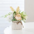 thumbnail image 3 of Artificial Potted Flowers, Small Ceramic Vase Fake Flower Plants Desktop Decoration Indoor, 3 of 5