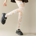 thumbnail image 6 of Huhudde Women Fishnet Stockings Tattered Thigh High Socks Mesh Net Over the Knee Socks, 6 of 12