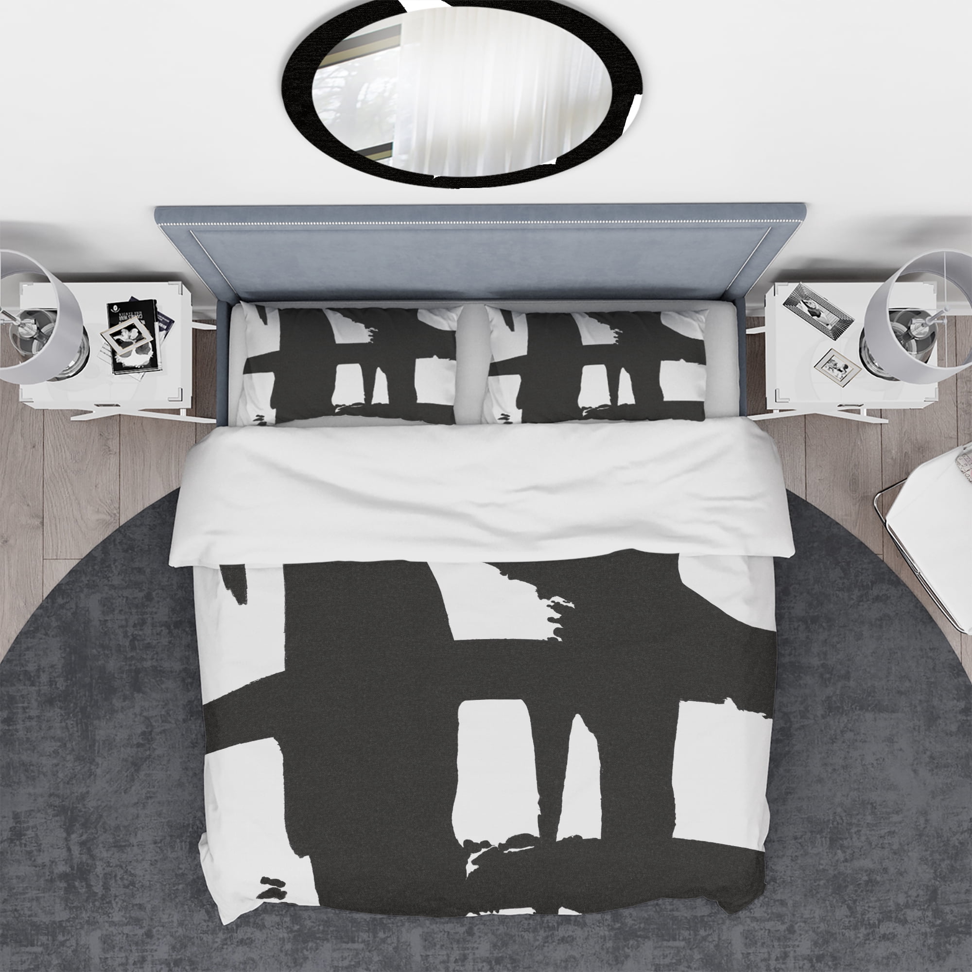 Designart 'Black & White Crossing Paths II' Geometric Duvet Cover Set