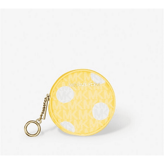 Michael Kors Jet Set Small Women Polka Dot Signature Logo Coin Pouch Red Clay (Daisy Yellow Polka Dot)