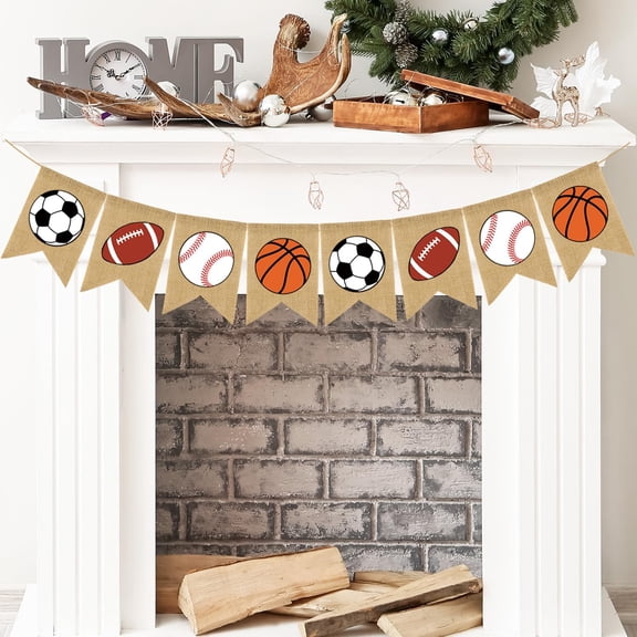 Sports Burlap Banner Baseball Bunting Garland Sport Theme Party Hanging Banner American Football Banner Garland Basketball Soccer Banner Bunting for Birthday Baby Shower Sport Club Party Decor