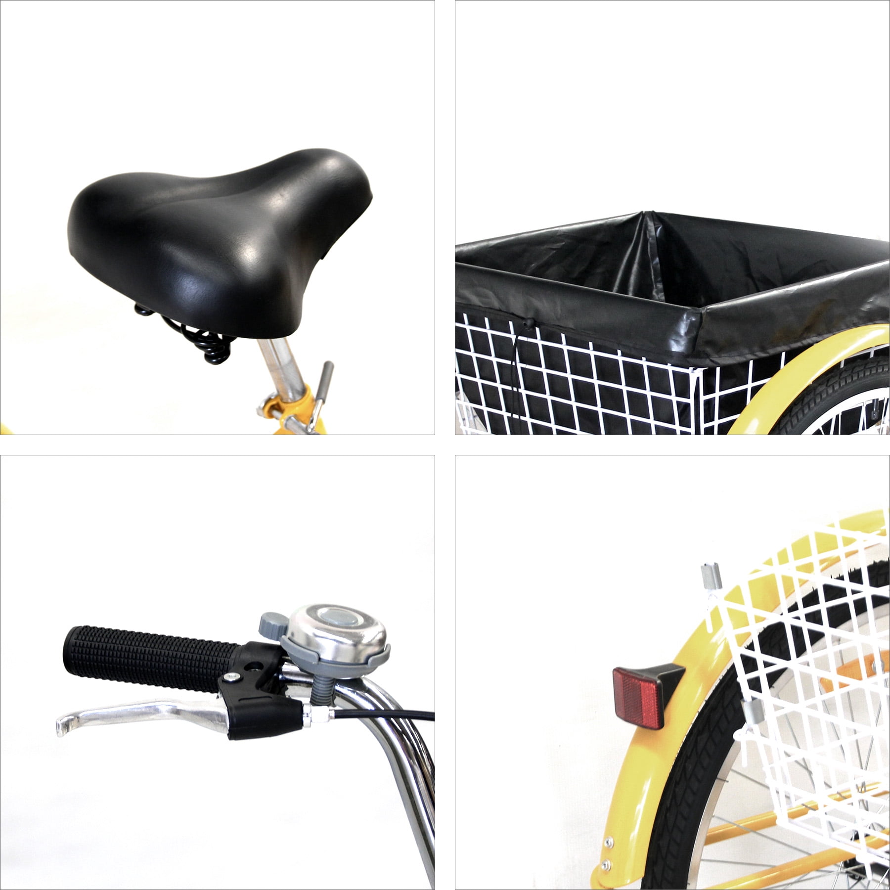 20" Adult Tricycle w/ Large Basket Bell Lock Brake Fender Lock & dust bag YELLOW