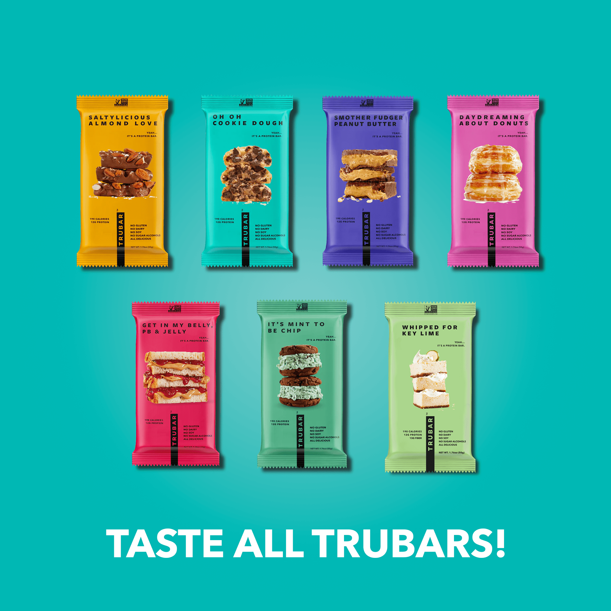(2 pack) TRUBAR Protein Bar, OHHH Cookie Dough, Plant Based Protein, Vegan, Gluten Free, Kosher, 5 Count