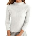 thumbnail image 1 of Fiaer Chandail à Col Roulé pour Femmes Automne Grande Taille Manches Longues Ajusté Chaud Uni Confort Tricot Hauts Blanc G, 1 of 7