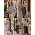 thumbnail image 6 of QUALFORT Women’s Crew Neck Pullover Sweater, Soft Midweight Long Sleeve Wool Blend Knit Top, Gray, Size XL, 6 of 7